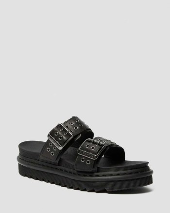 Dr Martens Myles Leather Buckle Sandale Damske Čierne | 5378-KHVWS
